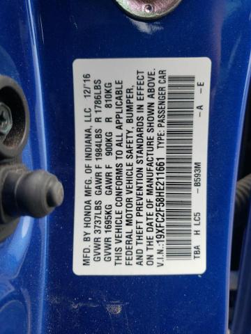 Photo 10 from auction – 2017 HONDA CIVIC LX with VIN 19XFC2F58HE211661