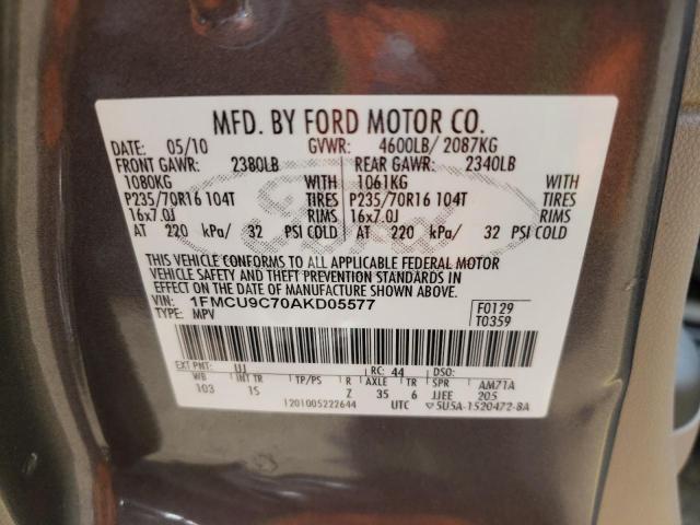 Photo 10 from auction – 2010 FORD ESCAPE XLS with VIN 1FMCU9C70AKD05577