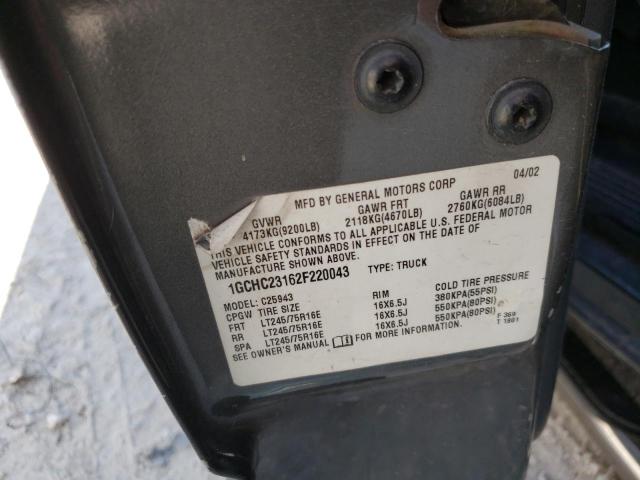 Photo 10 from auction – 2002 CHEVROLET SILVERADO with VIN 1GCHC23162F220043