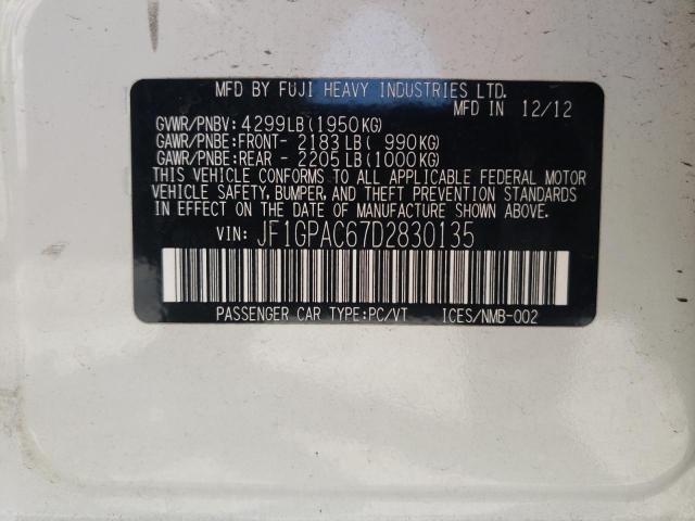 Photo 10 from auction – 2013 SUBARU IMPREZA PR with VIN JF1GPAC67D2830135