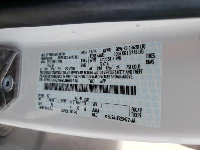 Photo 10 from auction – 2016 FORD ESCAPE SE with VIN 1FMCU0G79GUB69114