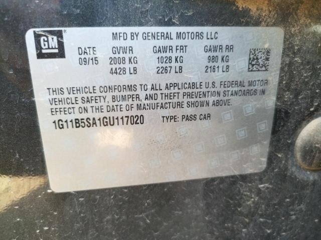 Photo 10 from auction – 2016 CHEVROLET MALIBU LIM with VIN 1G11B5SA1GU117020
