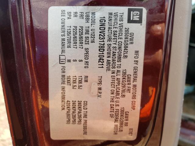 Photo 10 from auction – 2008 CHEVROLET UPLANDER L with VIN 1GNDV23178D104211