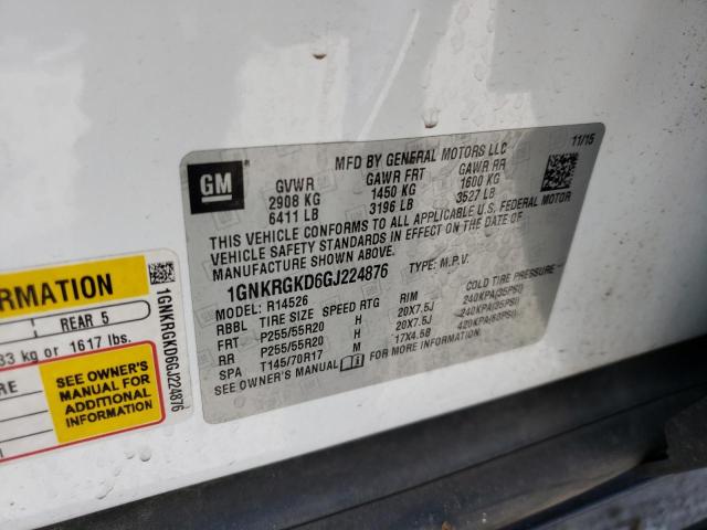 Photo 10 from auction – 2016 CHEVROLET TRAVERSE L with VIN 1GNKRGKD6GJ224876