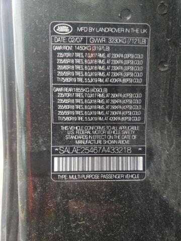 Photo 10 from auction – 2007 LAND ROVER LR3 SE with VIN SALAE25467A433218