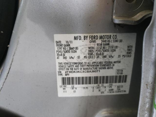 Photo 10 from auction – 2012 FORD EDGE LIMIT with VIN 2FMDK3KCXCBA36071
