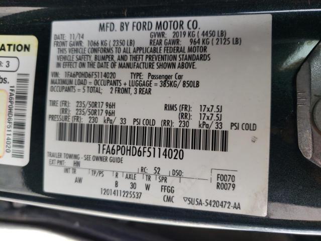 Photo 10 from auction – 2015 FORD FUSION SE with VIN 1FA6P0HD6F5114020