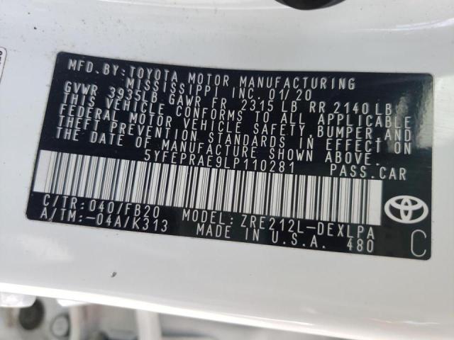 Photo 10 from auction – 2020 TOYOTA COROLLA LE with VIN 5YFEPRAE9LP110281