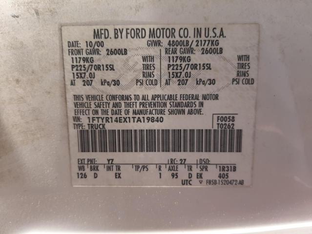 Photo 10 from auction – 2001 FORD RANGER SUP with VIN 1FTYR14EX1TA19840