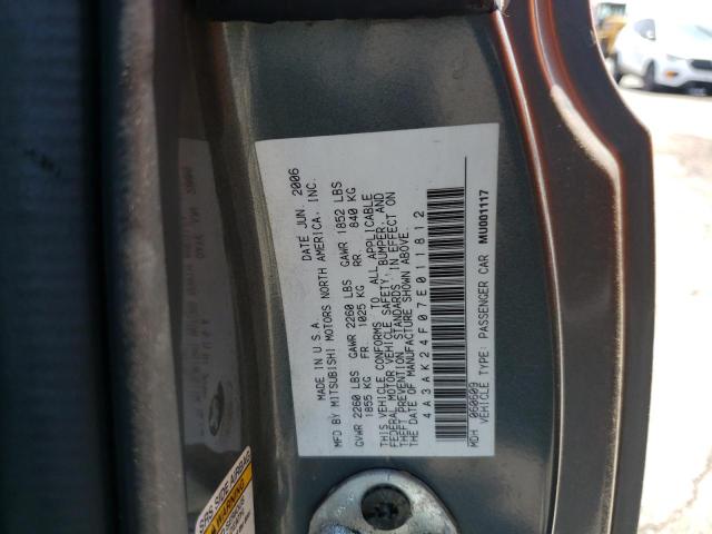Photo 10 from auction – 2007 MITSUBISHI ECLIPSE GS with VIN 4A3AK24F07E011812
