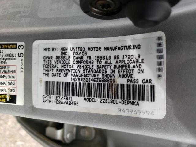 Photo 10 from auction – 2006 TOYOTA COROLLA CE with VIN 1NXBR32E46Z688803