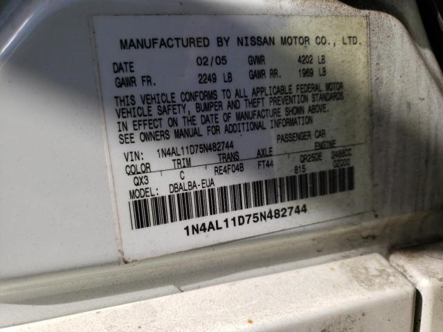 Photo 10 from auction – 2005 NISSAN ALTIMA S with VIN 1N4AL11D75N482744