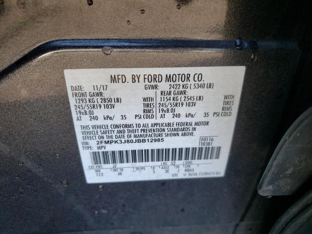 Photo 10 from auction – 2018 FORD EDGE SEL with VIN 2FMPK3J80JBB12985