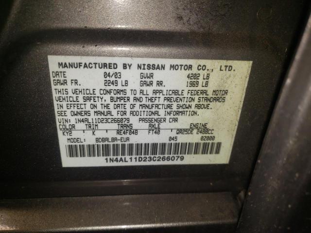 Photo 10 from auction – 2003 NISSAN ALTIMA BAS with VIN 1N4AL11D23C266079