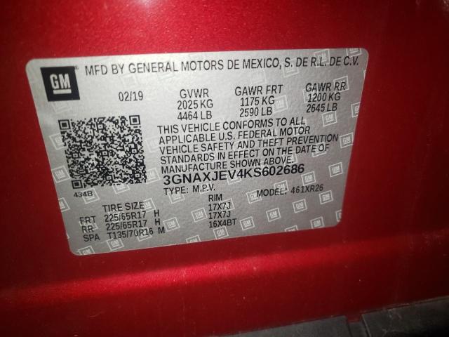 Photo 10 from auction – 2019 CHEVROLET EQUINOX LT with VIN 3GNAXJEV4KS602686