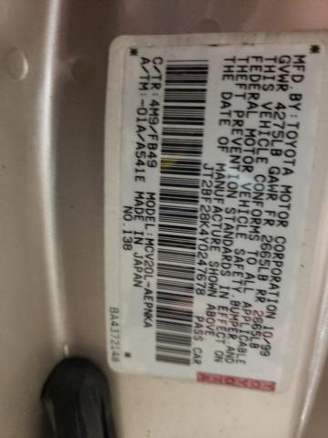 Photo 10 from auction – 2000 TOYOTA CAMRY LE with VIN JT2BF28K4Y0247678