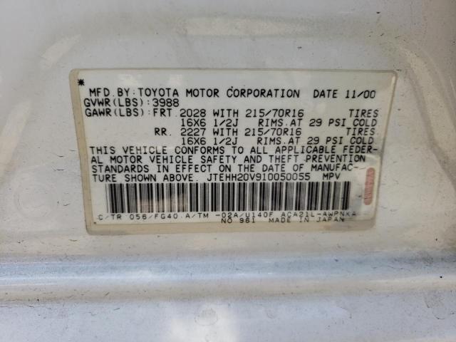 Photo 10 from auction – 2001 TOYOTA RAV4 with VIN JTEHH20V910050055