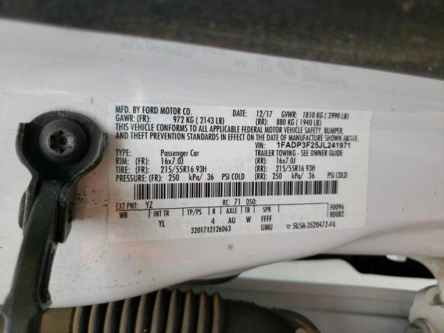 Photo 10 from auction – 2018 FORD FOCUS SE with VIN 1FADP3F25JL241971