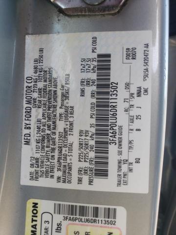 Photo 10 from auction – 2013 FORD FUSION SE with VIN 3FA6P0LU6DR113502