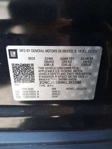 Photo 10 from auction – 2019 CHEVROLET TRAX LS with VIN 3GNCJKSB6KL393388