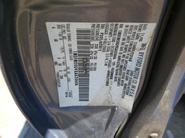 Photo 10 from auction – 1999 MERCURY SABLE GS with VIN 1MEFM50U9XA620606
