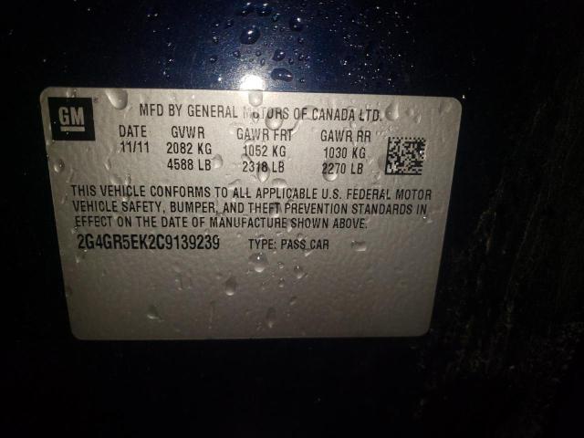 Photo 10 from auction – 2012 BUICK REGAL with VIN 2G4GR5EK2C9139239