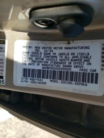 Photo 10 from auction – 2005 TOYOTA COROLLA CE with VIN 1NXBR32E45Z455020