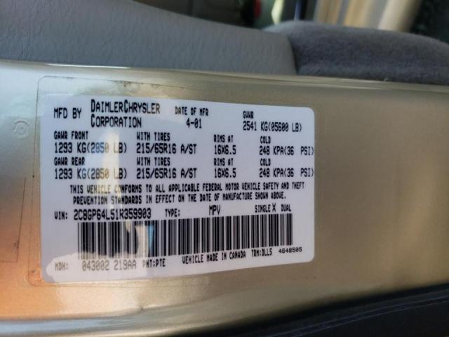 Photo 10 from auction – 2001 CHRYSLER TOWN & COU with VIN 2C8GP64L51R359903