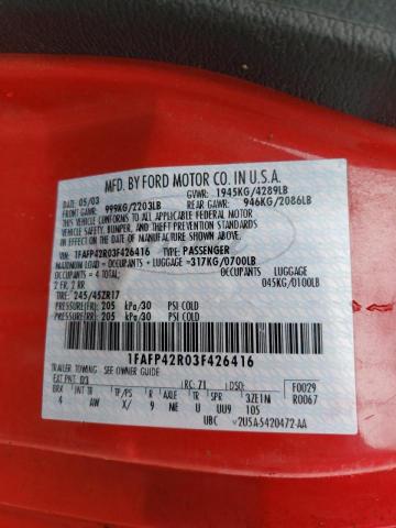 Photo 10 from auction – 2003 FORD MUSTANG MA with VIN 1FAFP42R03F426416