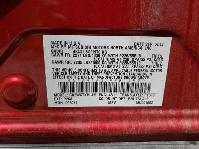 Photo 10 from auction – 2015 MITSUBISHI OUTLANDER with VIN 4A4AP4AU2FE011529