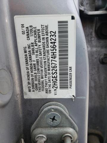 Photo 10 from auction – 2004 HONDA CIVIC EX with VIN 2HGES26774H564232