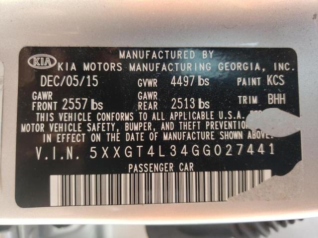 Photo 10 from auction – 2016 KIA OPTIMA LX with VIN 5XXGT4L34GG027441