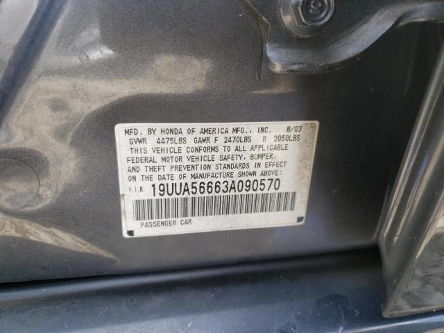 Photo 10 from auction – 2003 ACURA 3.2TL with VIN 19UUA56663A090570