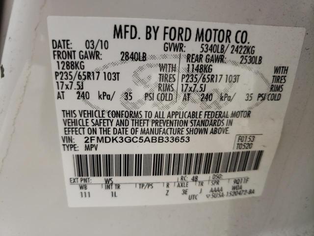 Photo 10 from auction – 2010 FORD EDGE SE with VIN 2FMDK3GC5ABB33653