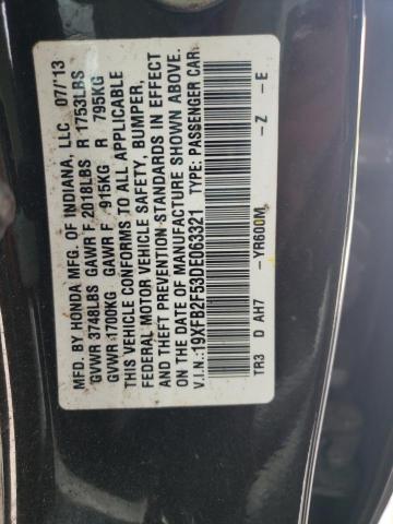 Photo 10 from auction – 2013 HONDA CIVIC LX with VIN 19XFB2F53DE063321