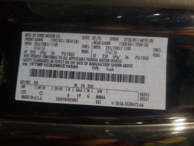 Photo 10 from auction – 2021 FORD F150 with VIN 1FTMF1CB2MKE19500