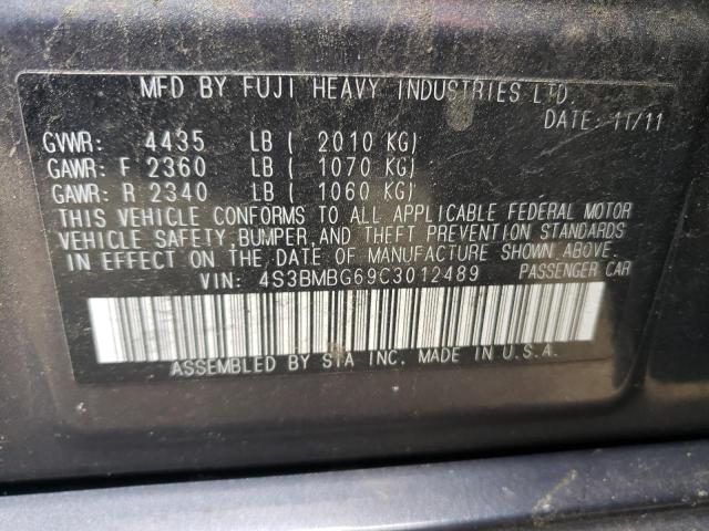 Photo 10 from auction – 2012 SUBARU LEGACY 2.5 with VIN 4S3BMBG69C3012489