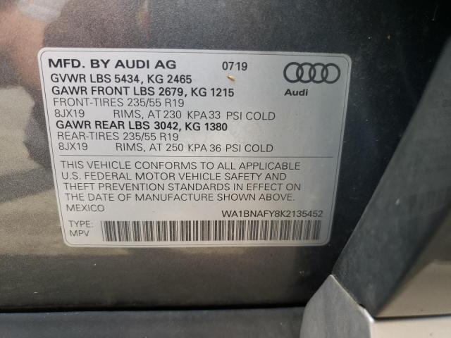 Photo 10 from auction – 2019 AUDI Q5 PREMIUM with VIN WA1BNAFY8K2135452