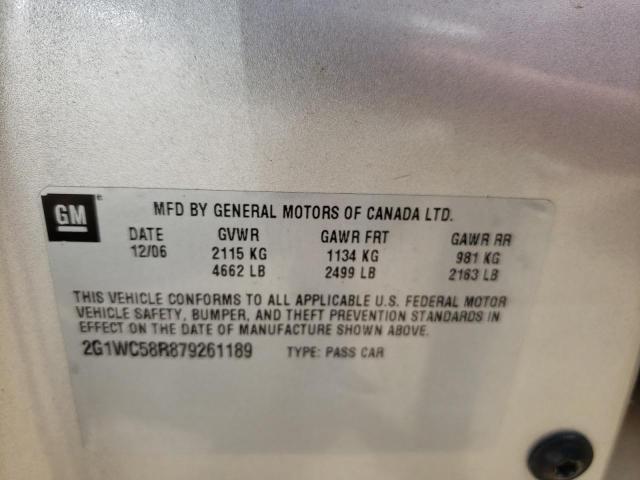Photo 10 from auction – 2007 CHEVROLET IMPALA LT with VIN 2G1WC58R879261189