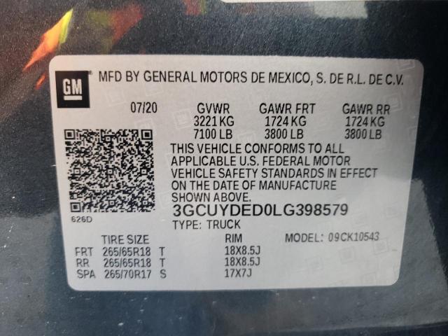Photo 10 from auction – 2020 CHEVROLET SILVERADO with VIN 3GCUYDED0LG398579