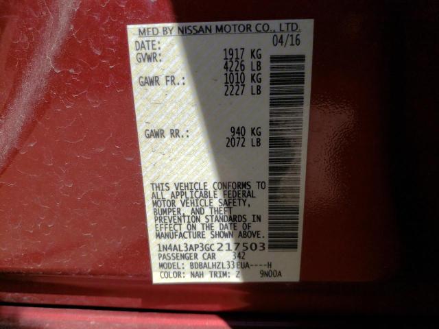 Photo 10 from auction – 2016 NISSAN ALTIMA 2.5 with VIN 1N4AL3AP3GC217503