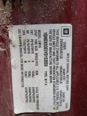 Photo 10 from auction – 2000 OLDSMOBILE SILHOUETTE with VIN 1GHDX03E0YD153559