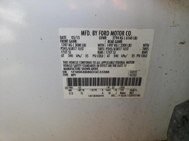 Photo 10 from auction – 2013 FORD EXPLORER with VIN 1FM5K8B86DGC33388