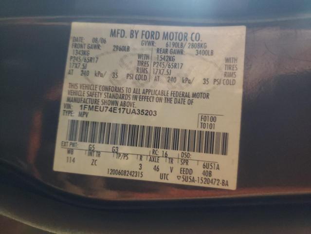 Photo 10 from auction – 2007 FORD EXPLORER E with VIN 1FMEU74E17UA35203
