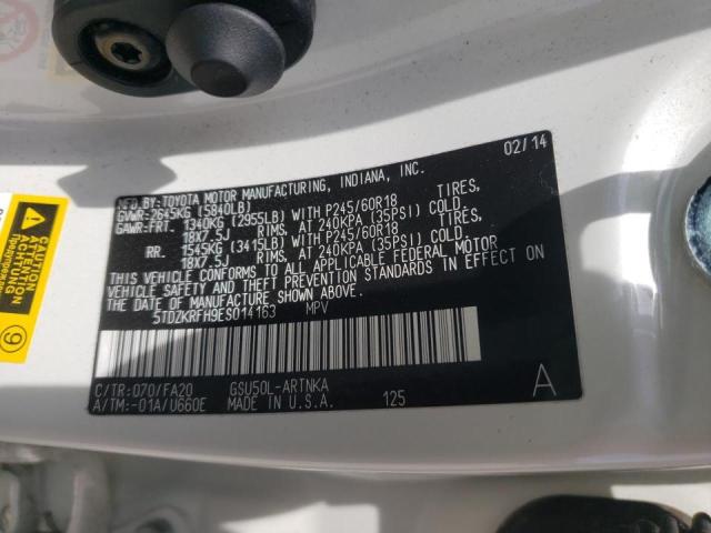 Photo 10 from auction – 2014 TOYOTA HIGHLANDER with VIN 5TDZKRFH9ES014163