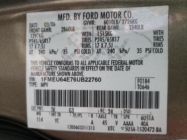 Photo 10 from auction – 2006 FORD EXPLORER E with VIN 1FMEU64E76UB22760