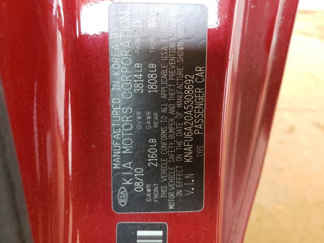Photo 10 from auction – 2010 KIA FORTE EX with VIN KNAFU6A20A5308692