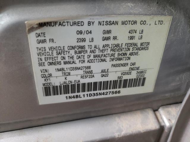 Photo 10 from auction – 2005 NISSAN ALTIMA SE with VIN 1N4BL11D35N427566