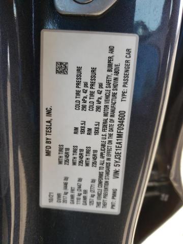 Photo 10 from auction – 2021 TESLA MODEL 3 with VIN 5YJ3E1EA1MF094600