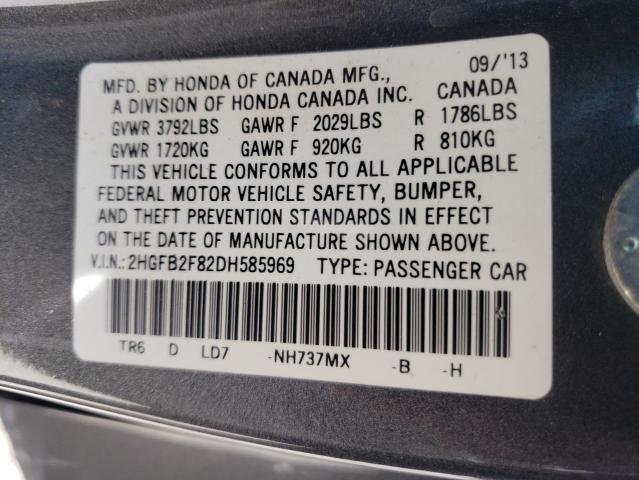 Photo 10 from auction – 2013 HONDA CIVIC EX with VIN 2HGFB2F82DH585969